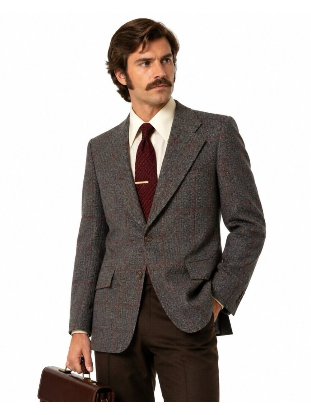 vintage 70s JACKET BLAZER SPORT COAT 44R disco polyester ron burgundy anchorman